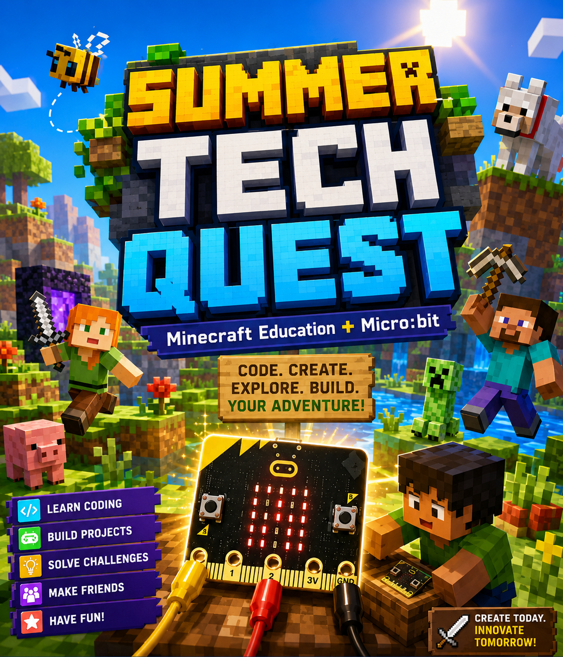 Summer Tech Quest pentru copii - Minecraft Education si Micro:bit